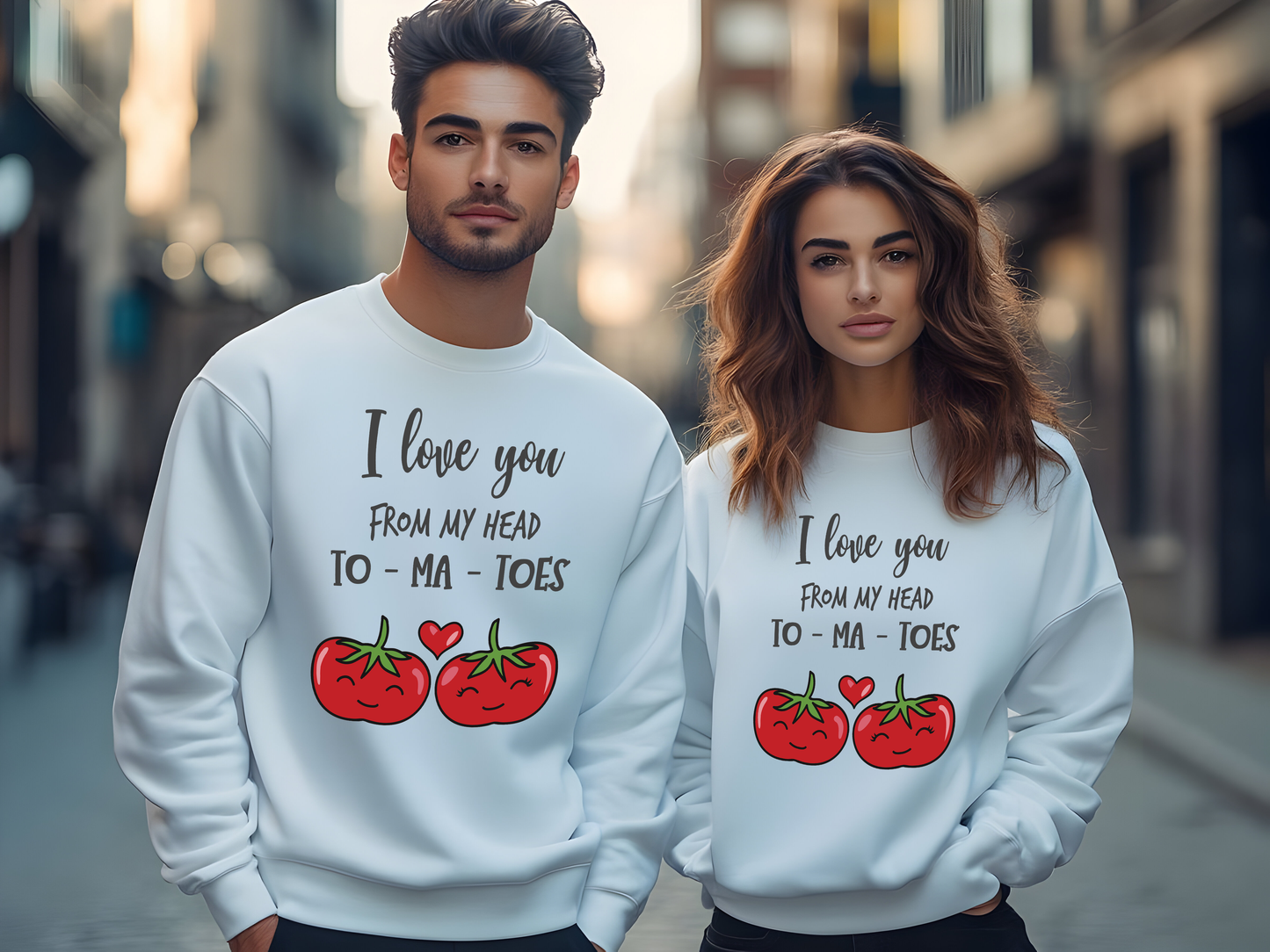 Funny Valentine's Sweatshirt "I Love You From My Head TO-MA-TOES"