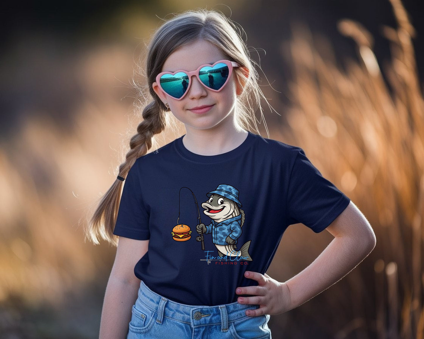 Fin and Claw Fishing Co. "Fishing for Cheeseburgers" Kids Tee