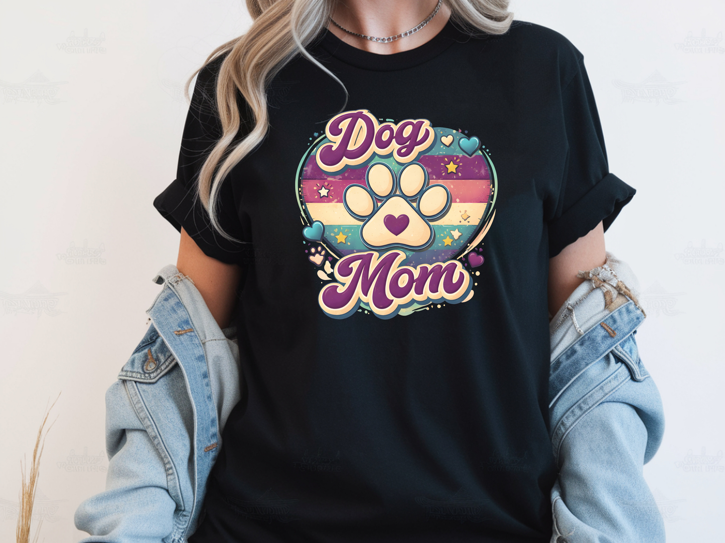 Dog Mom Graphic T-Shirt, Cute Paw Print Tee for Dog Lovers