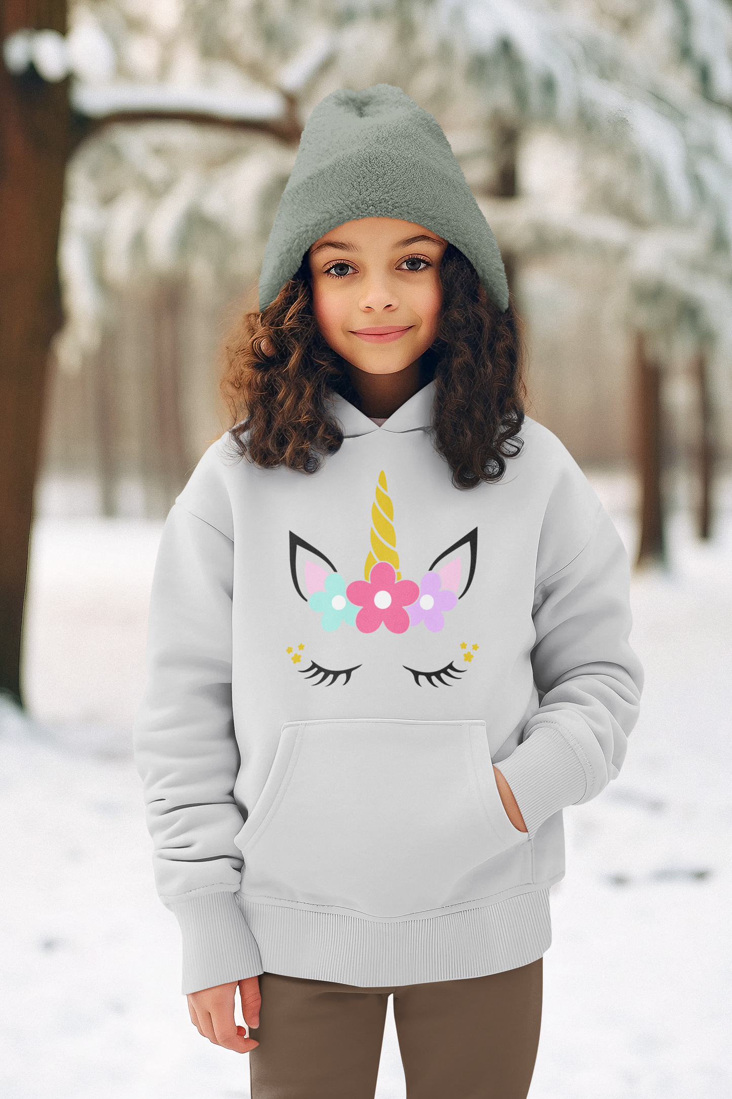 Cute Unicorn Kids Personalized Pullover Hoodie.