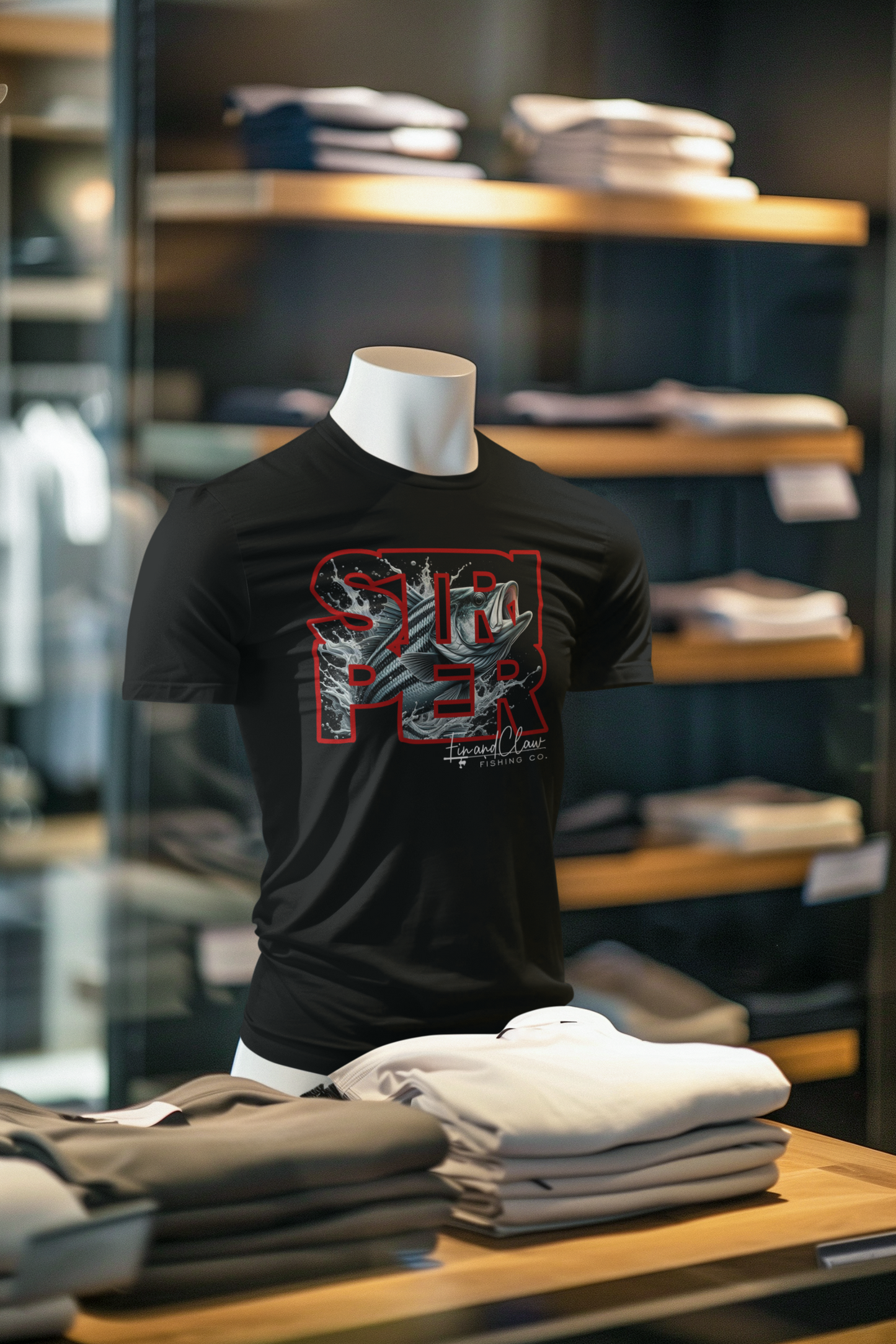 Striped Bass T-shirt – Fin and Claw Fishing Co.