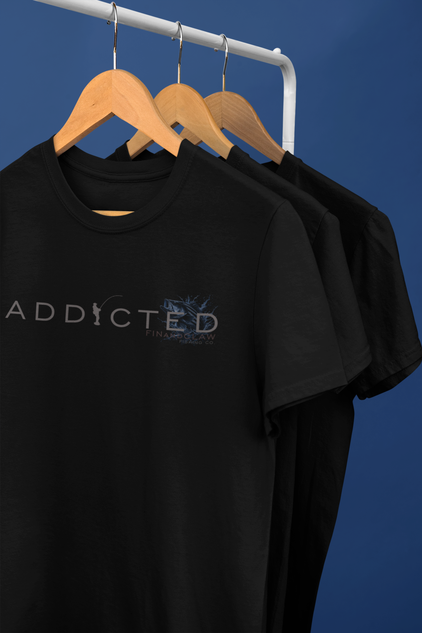 Fishing or Crabbing Obssession T-Shirt – Unisex Surfcaster Style Tee (Black or White, Sizes S - 4XL).