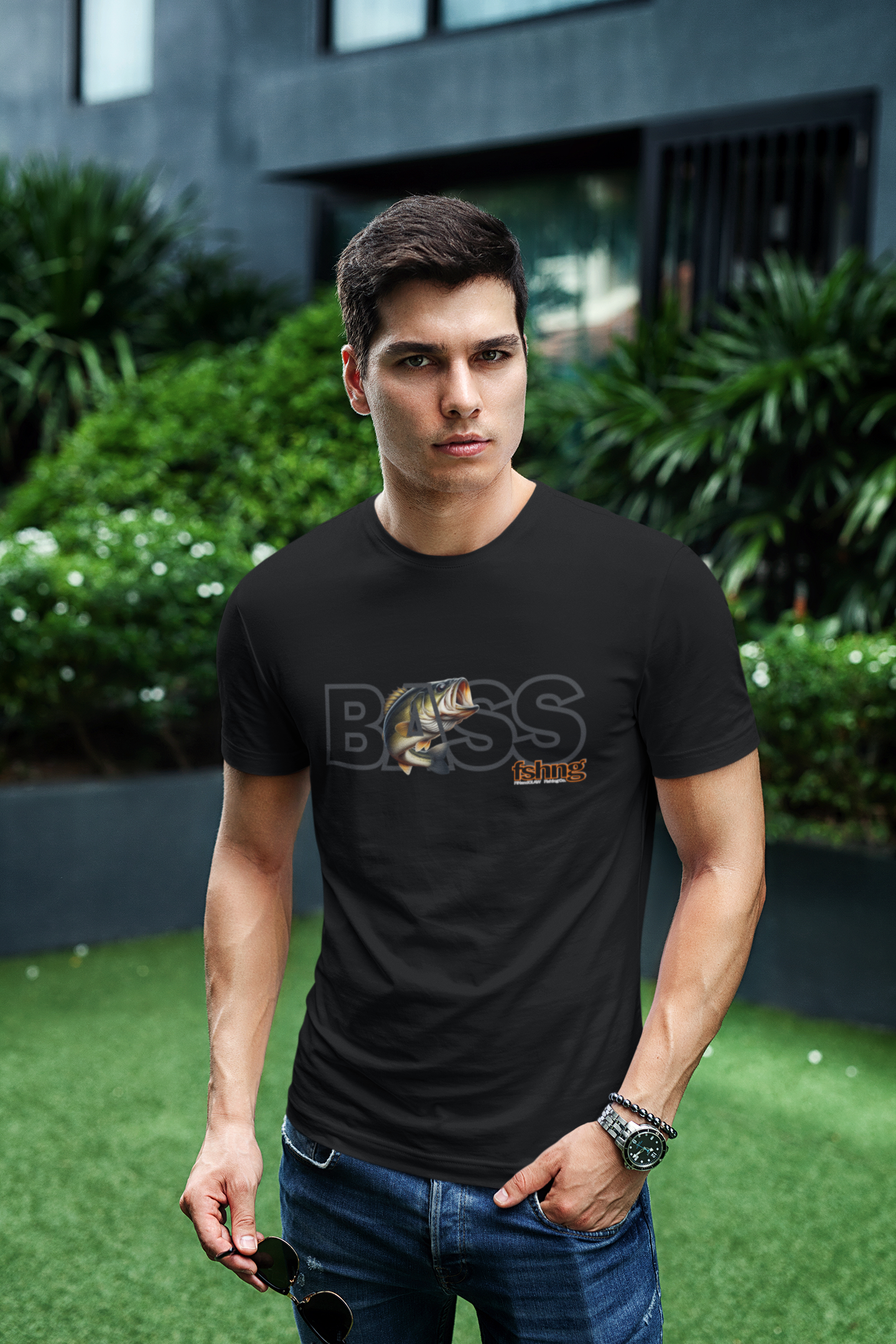 Bass Fish T-shirt by Fin and Claw Fishing Co.