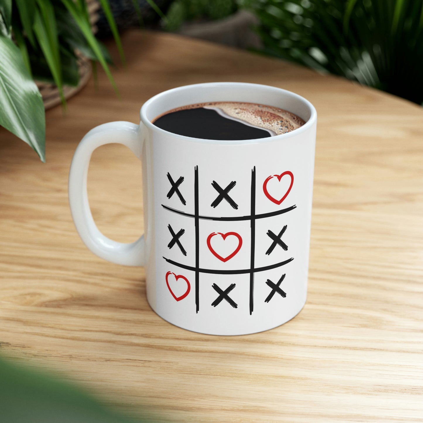 Coffee Mugs, Tic Tac Toe Hearts Mug 11oz, Valentines Gift, Birthday Gift