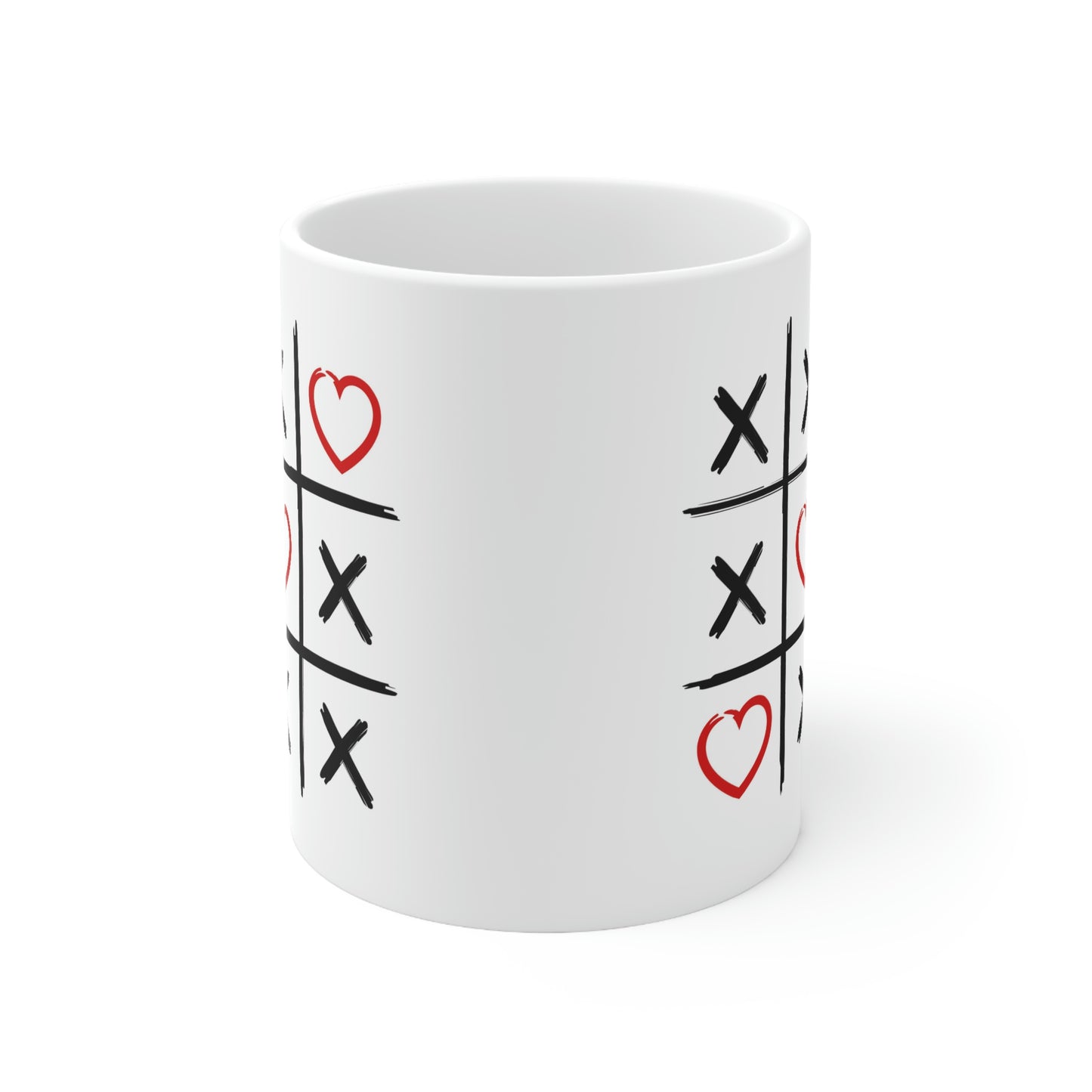 Coffee Mugs, Tic Tac Toe Hearts Mug 11oz, Valentines Gift, Birthday Gift