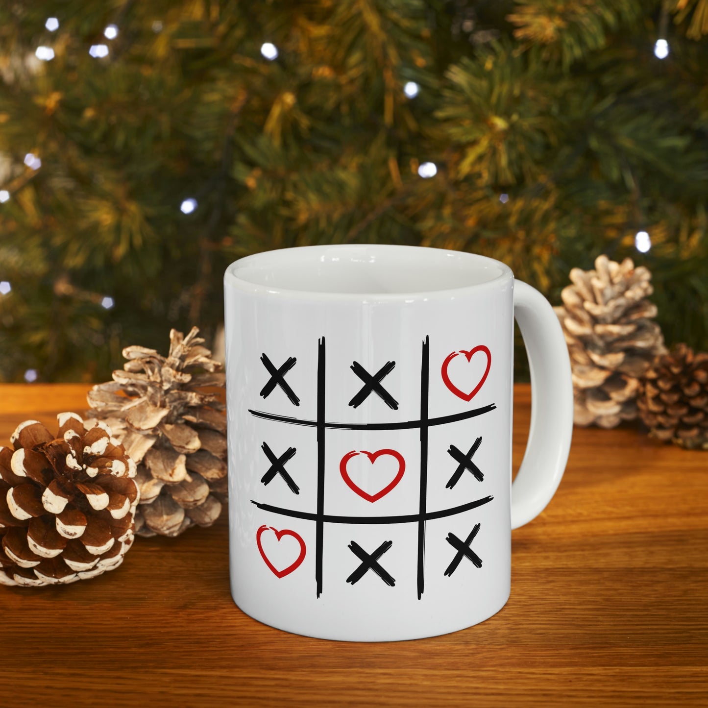 Coffee Mugs, Tic Tac Toe Hearts Mug 11oz, Valentines Gift, Birthday Gift