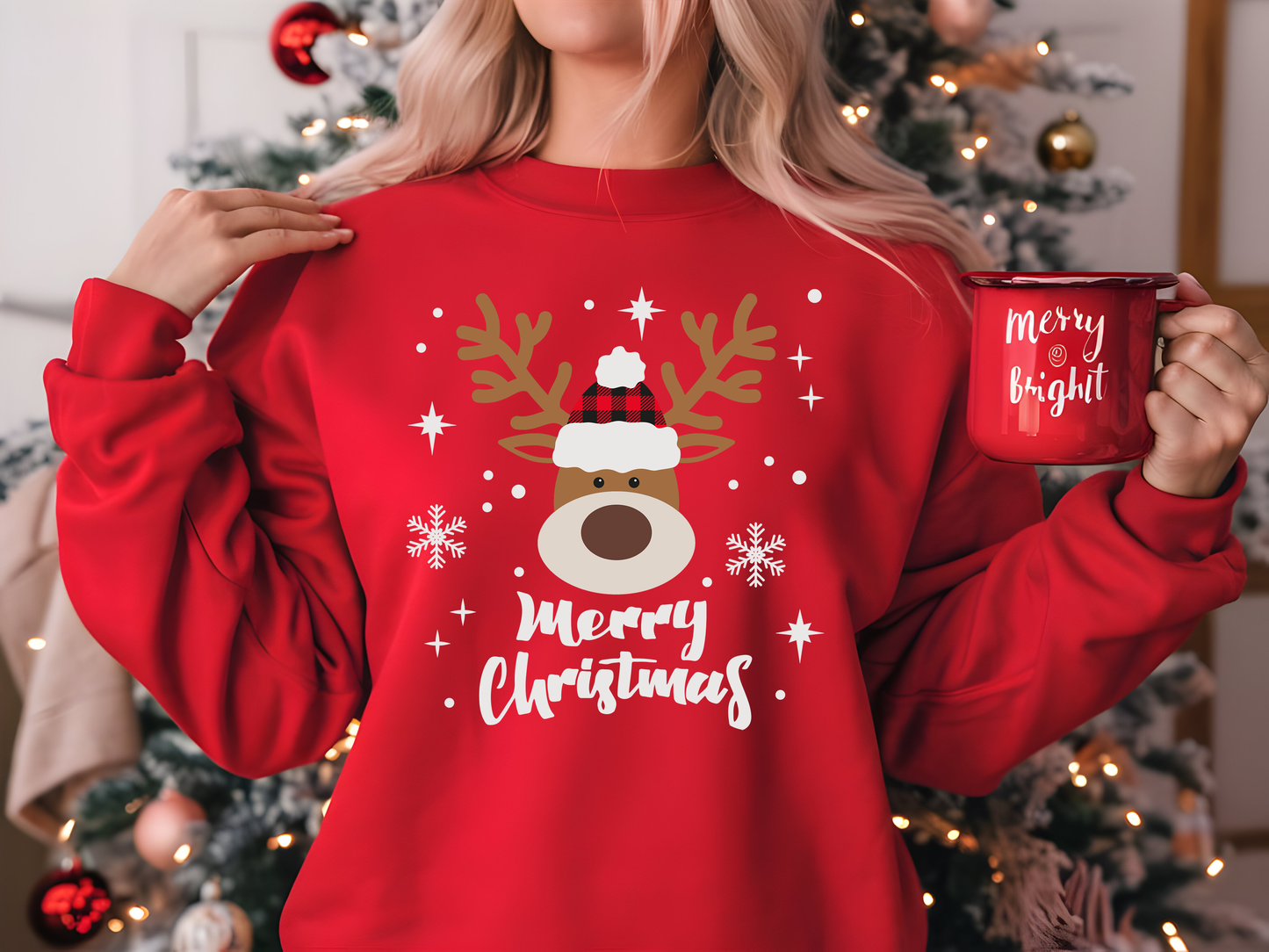 Couple's Matching Reindeer Sweatshirts – Perfect for the Holidays!.