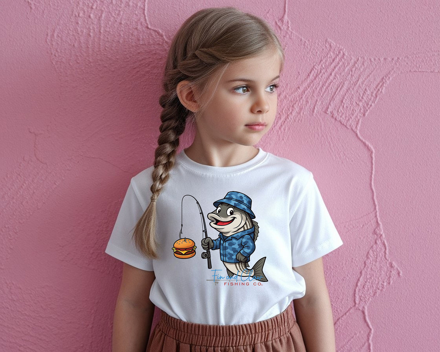 Fin and Claw Fishing Co. "Fishing for Cheeseburgers" Kids Tee
