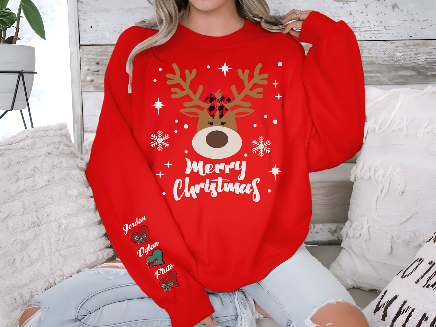 Couple's Matching Reindeer Sweatshirts – Perfect for the Holidays!.
