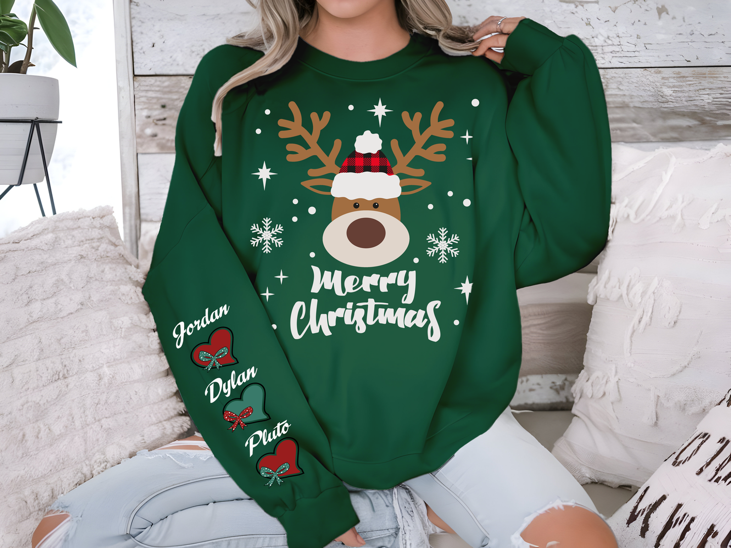Couple's Matching Reindeer Sweatshirts – Perfect for the Holidays!.