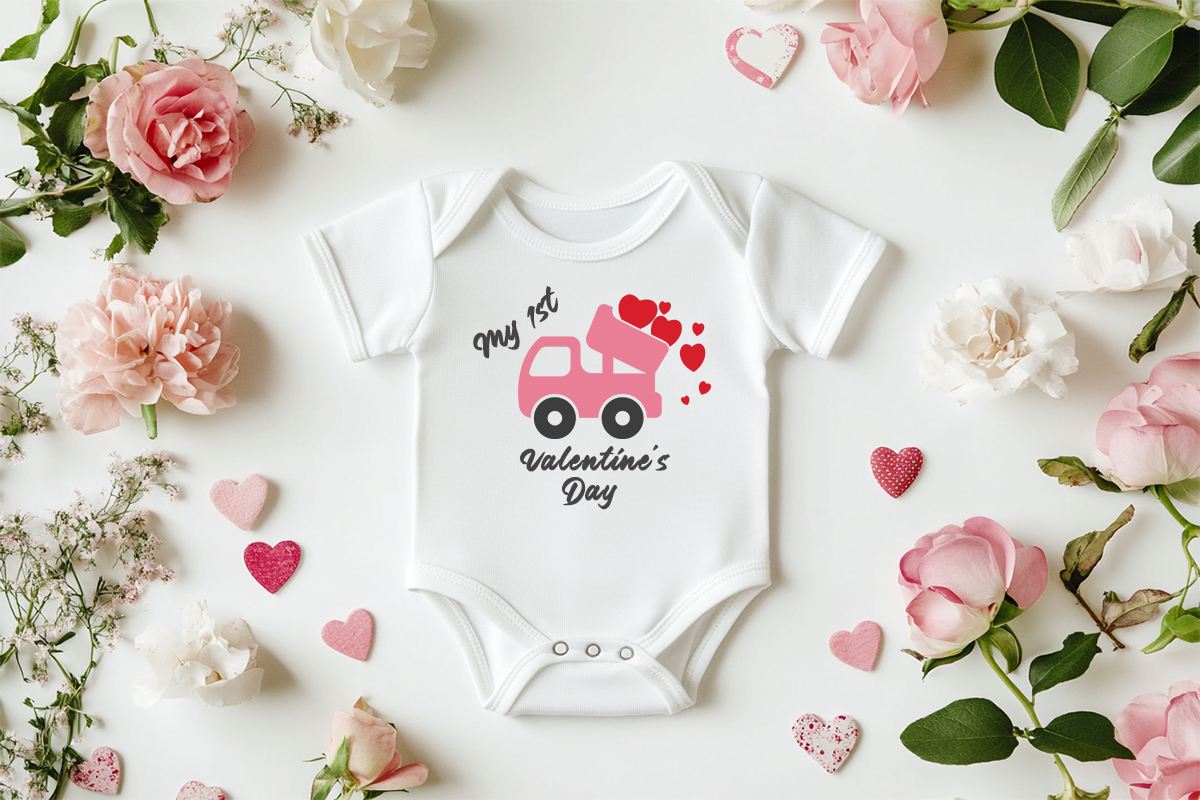 My 1st Valentine's Day Onesie Dump Truck