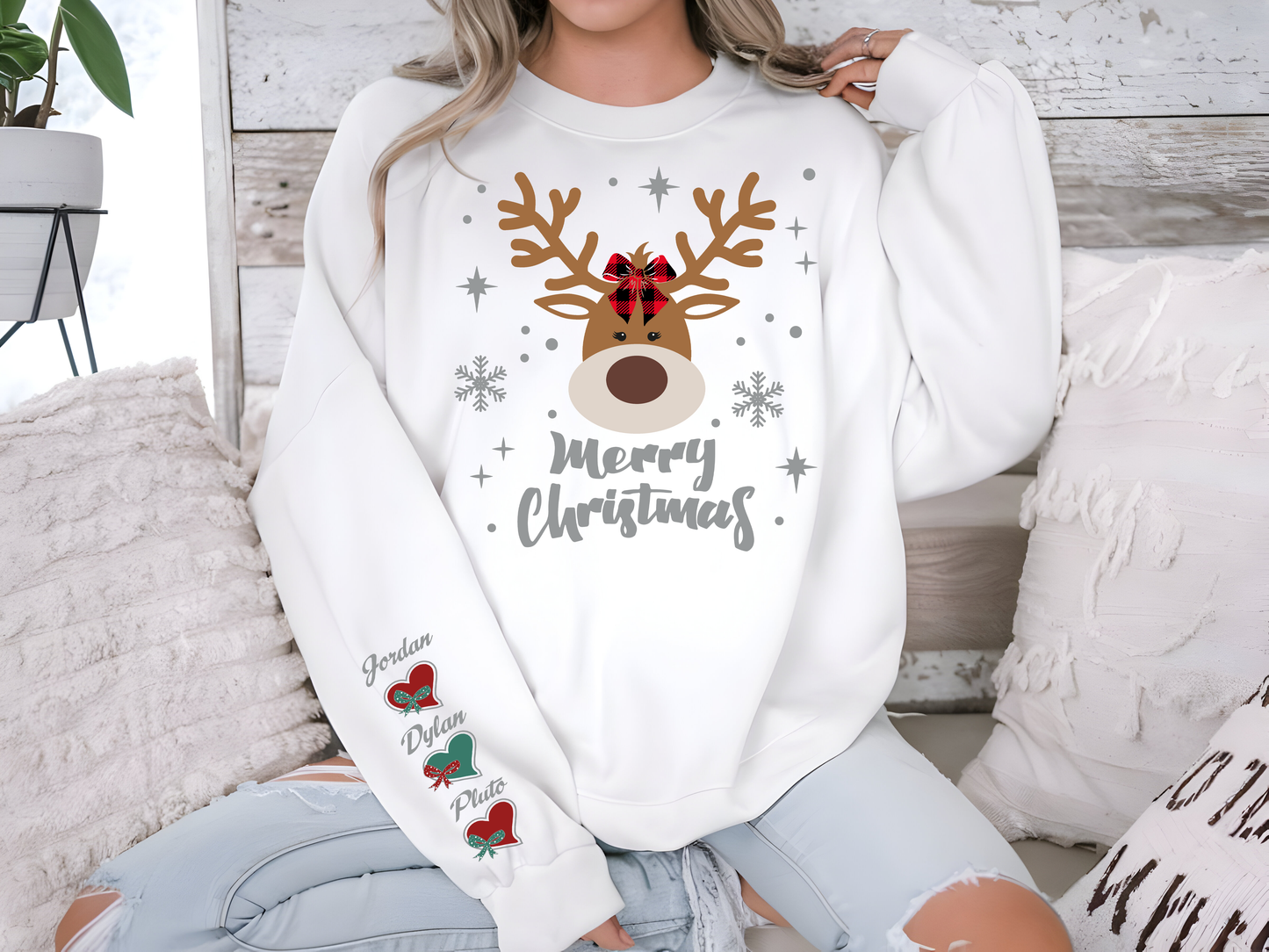 Couple's Matching Reindeer Sweatshirts – Perfect for the Holidays!.
