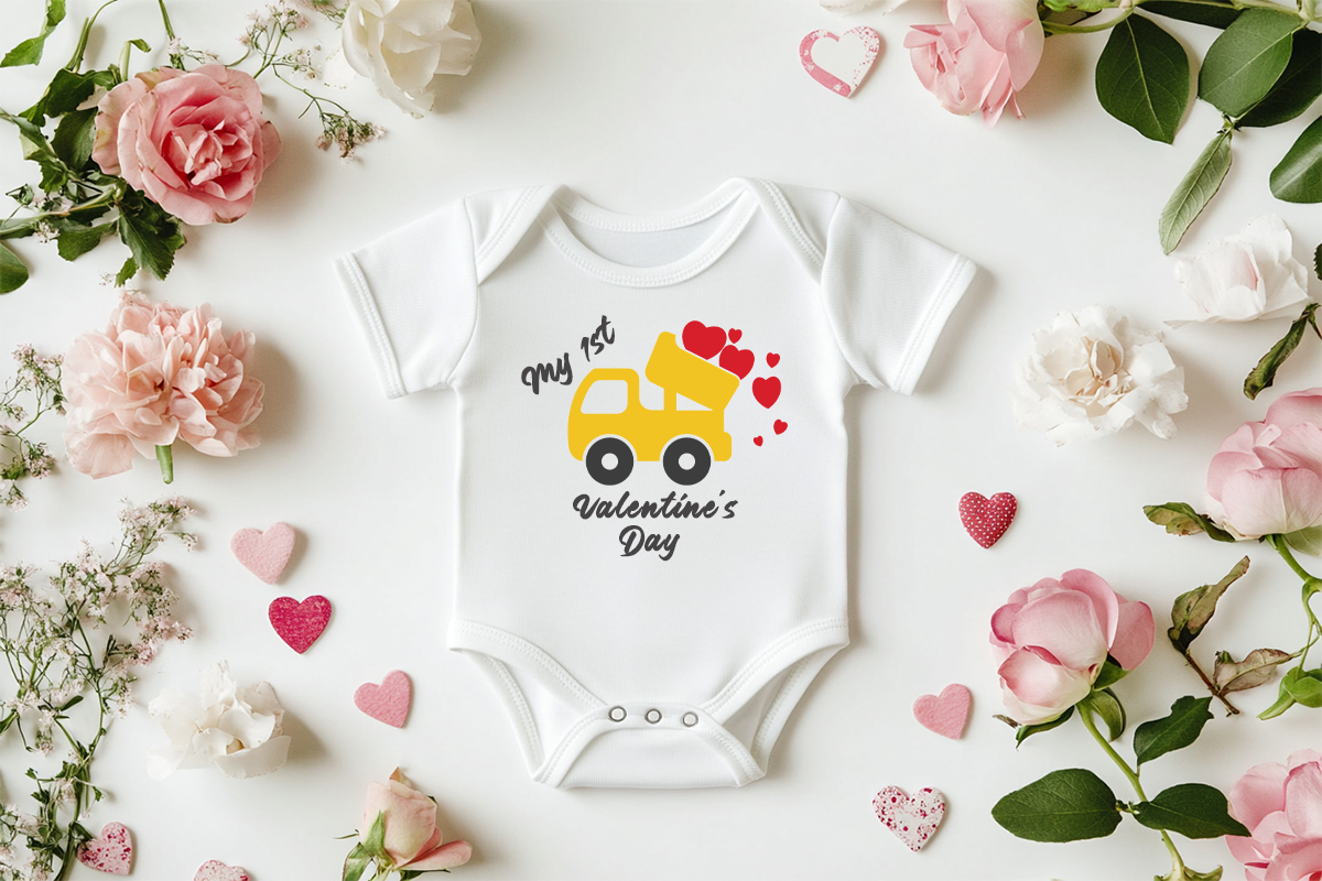 My 1st Valentine's Day Onesie Dump Truck