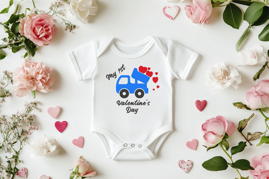 My 1st Valentine's Day Onesie Dump Truck