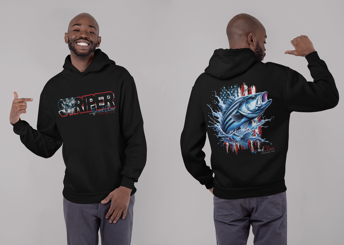 Striped Bass USA Hoodie - Fin and Claw Fishing Co.  Limited New Edition