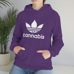 Hooded Pullover Sweatshirt with Cannabis Leaf Logo