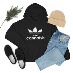 Hooded Pullover Sweatshirt with Cannabis Leaf Logo