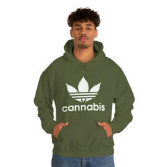 Hooded Pullover Sweatshirt with Cannabis Leaf Logo