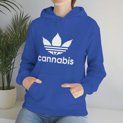 Hooded Pullover Sweatshirt with Cannabis Leaf Logo