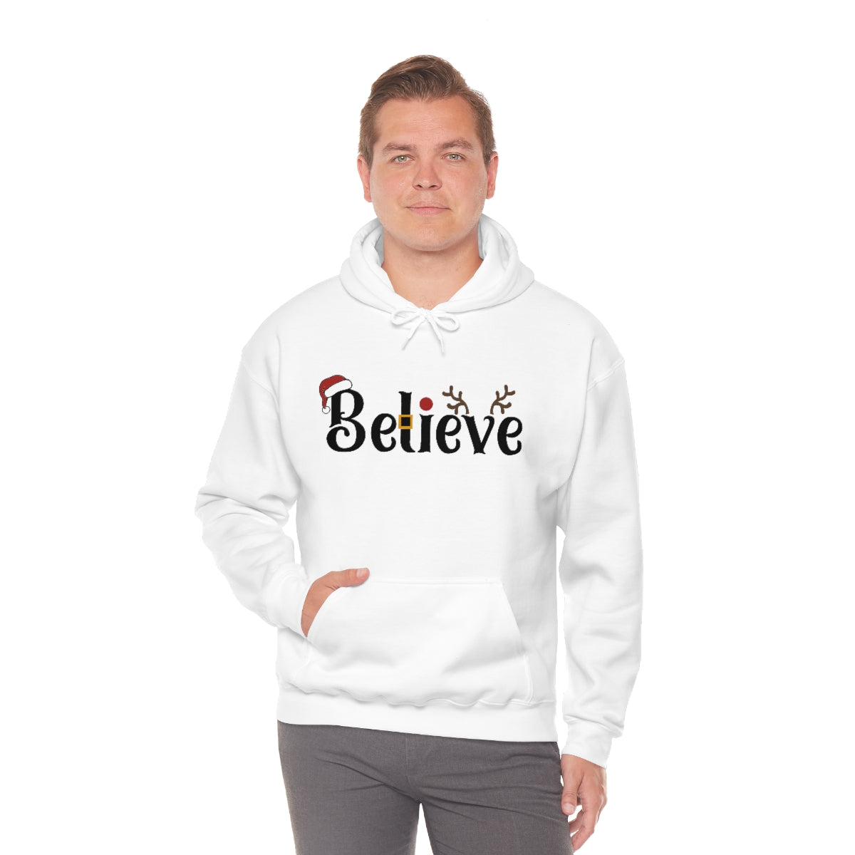 Believe Christmas Hooded Pullover Sweatshirt for Men and Women