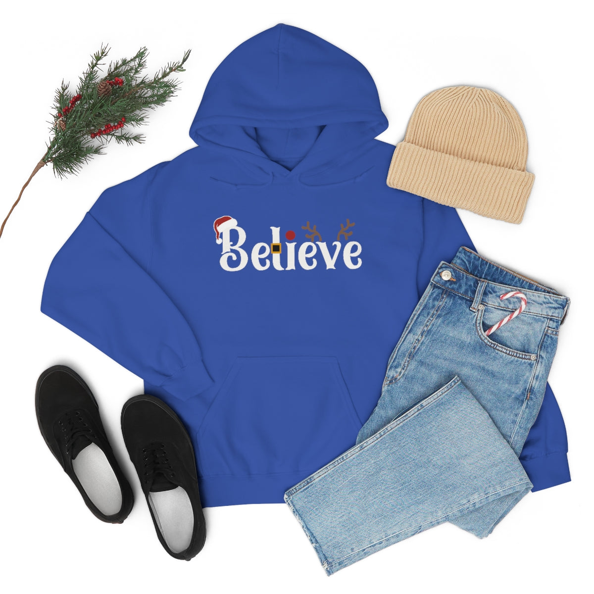 Believe Christmas Hooded Pullover Sweatshirt for Men and Women