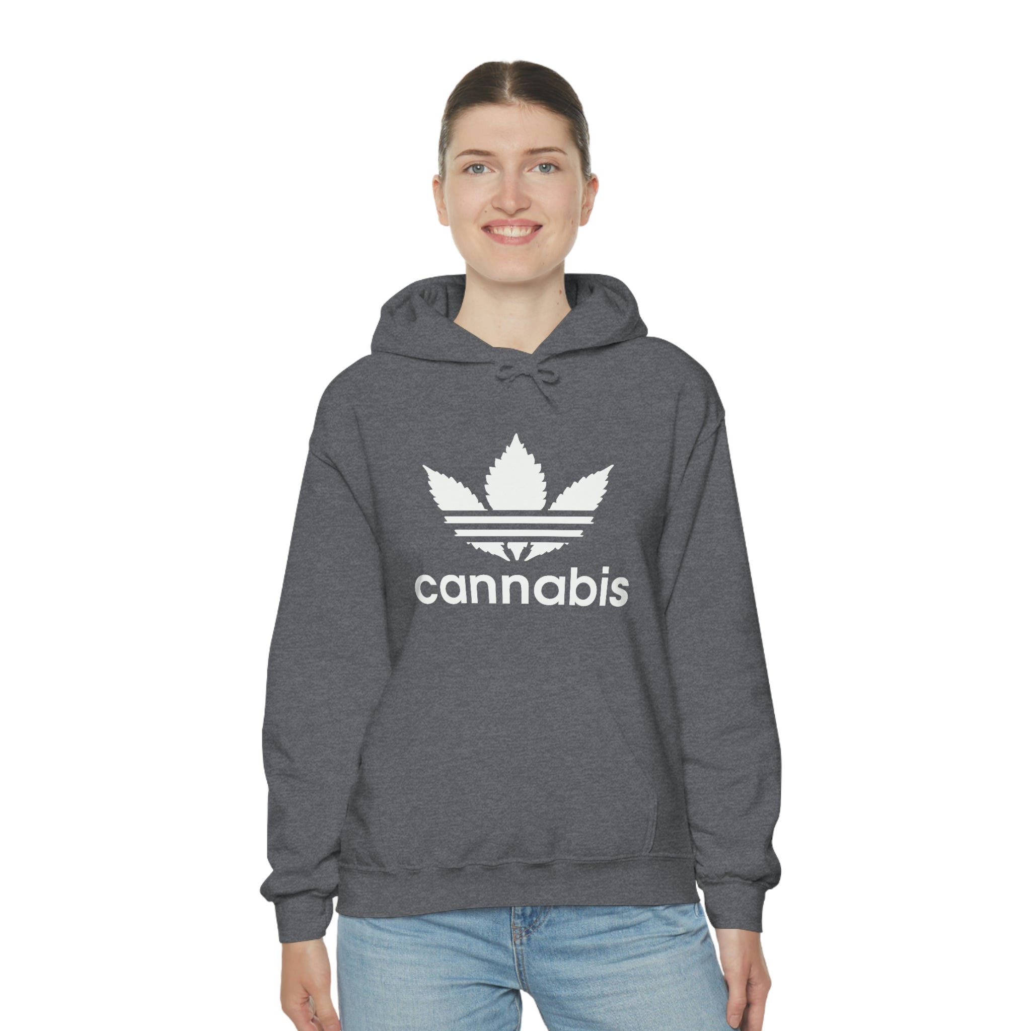 Hooded Pullover Sweatshirt with Cannabis Leaf Logo Cali Stitch and Print LLC