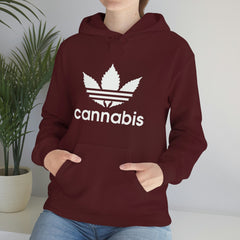 Hooded Pullover Sweatshirt with Cannabis Leaf Logo