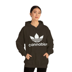 Hooded Pullover Sweatshirt with Cannabis Leaf Logo