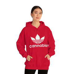 Hooded Pullover Sweatshirt with Cannabis Leaf Logo