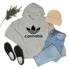 Hooded Pullover Sweatshirt with Cannabis Leaf Logo