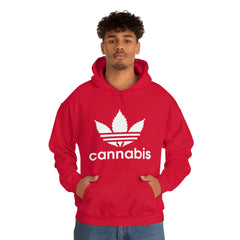 Hooded Pullover Sweatshirt with Cannabis Leaf Logo