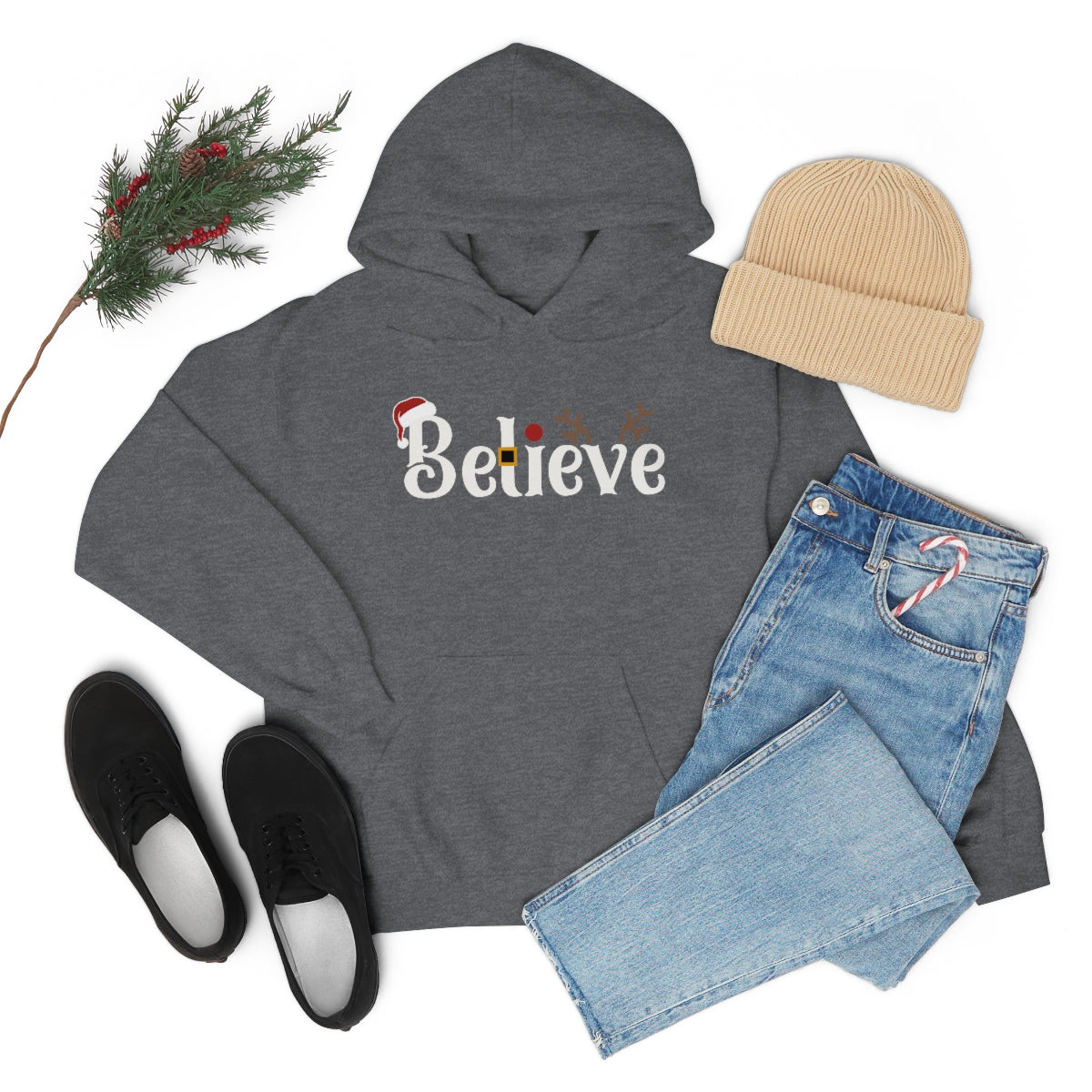 Believe Christmas Hooded Pullover Sweatshirt for Men and Women