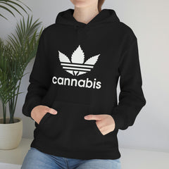 Hooded Pullover Sweatshirt with Cannabis Leaf Logo