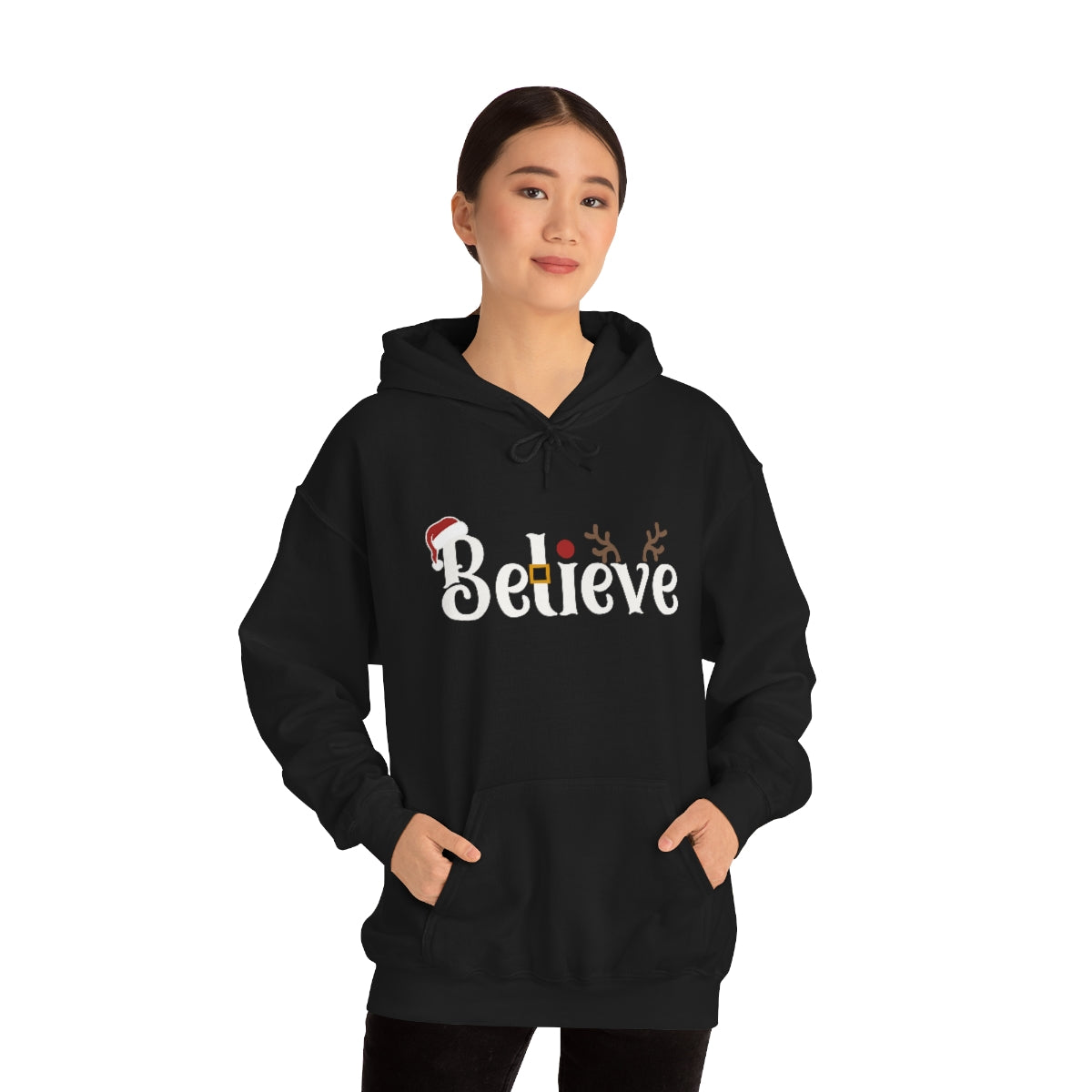 Believe Christmas Hooded Pullover Sweatshirt for Men and Women