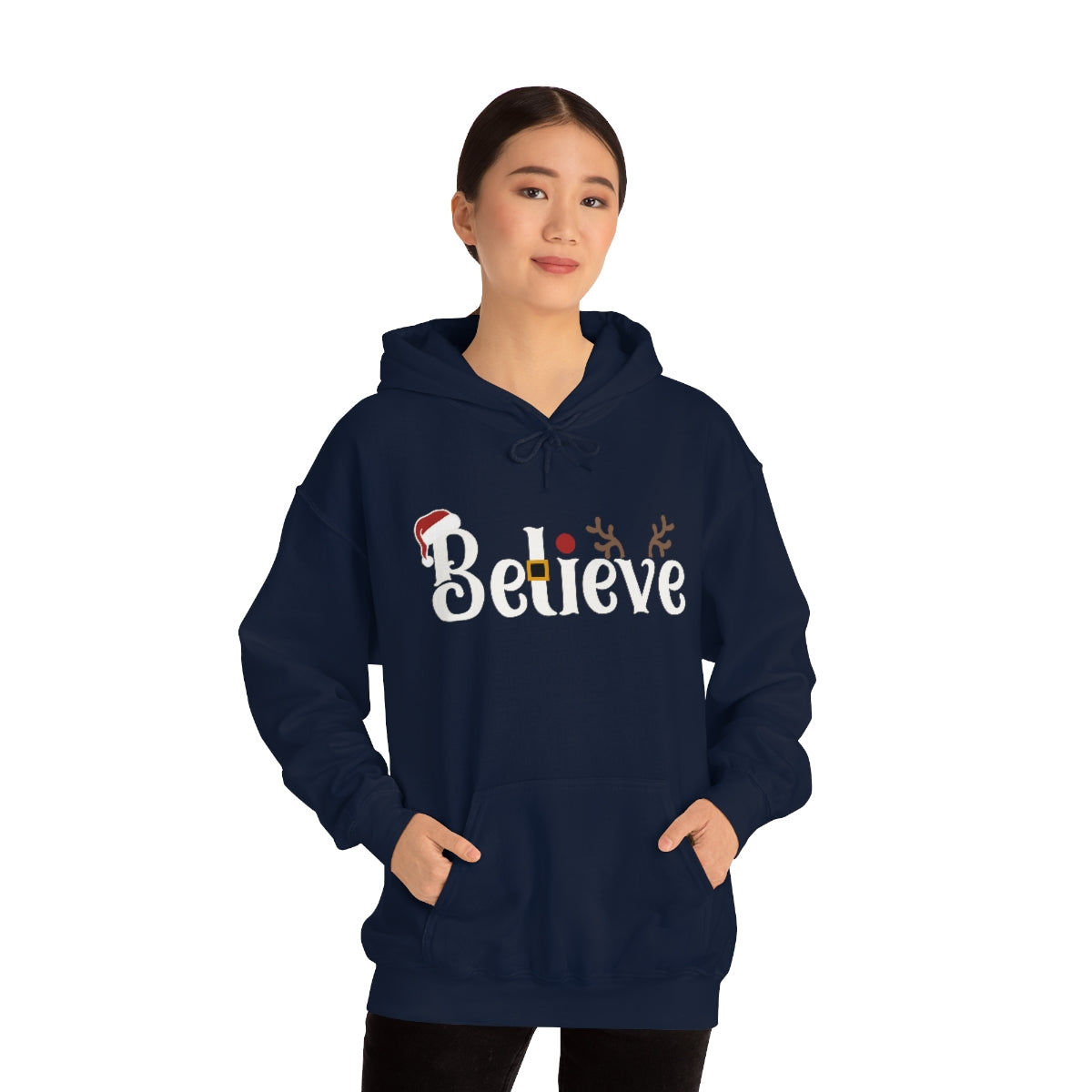 Believe Christmas Hooded Pullover Sweatshirt for Men and Women