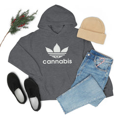 Hooded Pullover Sweatshirt with Cannabis Leaf Logo