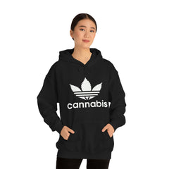 Hooded Pullover Sweatshirt with Cannabis Leaf Logo