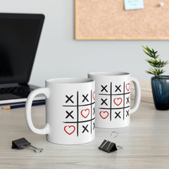 Coffee Mugs, Tic Tac Toe Hearts Mug 11oz, Valentines Gift, Birthday Gift