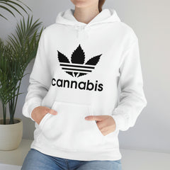 Hooded Pullover Sweatshirt with Cannabis Leaf Logo