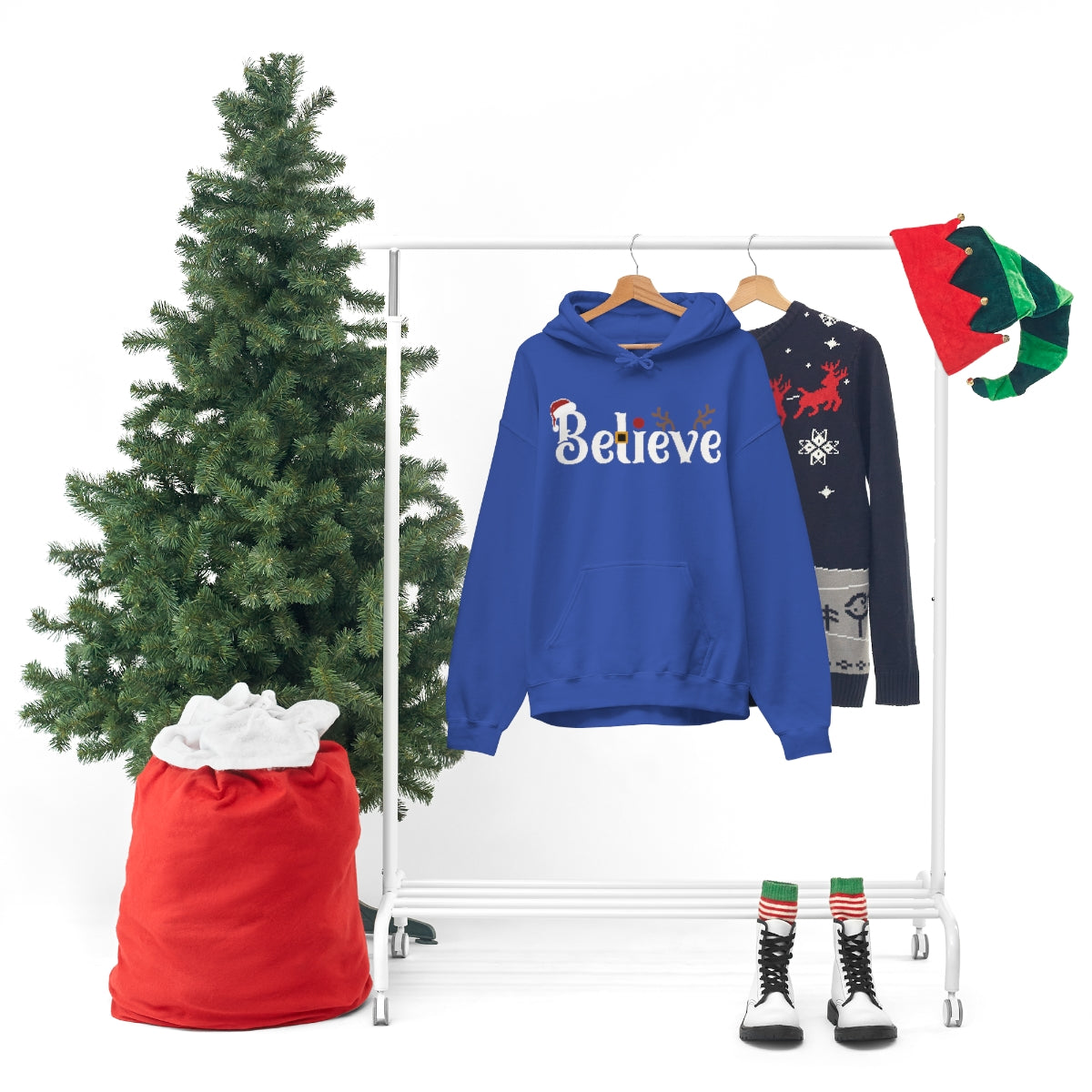 Believe Christmas Hooded Pullover Sweatshirt for Men and Women