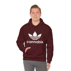 Hooded Pullover Sweatshirt with Cannabis Leaf Logo