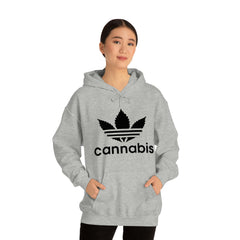 Hooded Pullover Sweatshirt with Cannabis Leaf Logo