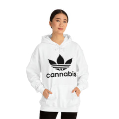 Hooded Pullover Sweatshirt with Cannabis Leaf Logo