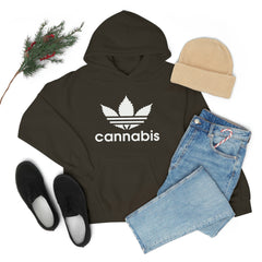 Hooded Pullover Sweatshirt with Cannabis Leaf Logo