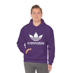 Hooded Pullover Sweatshirt with Cannabis Leaf Logo