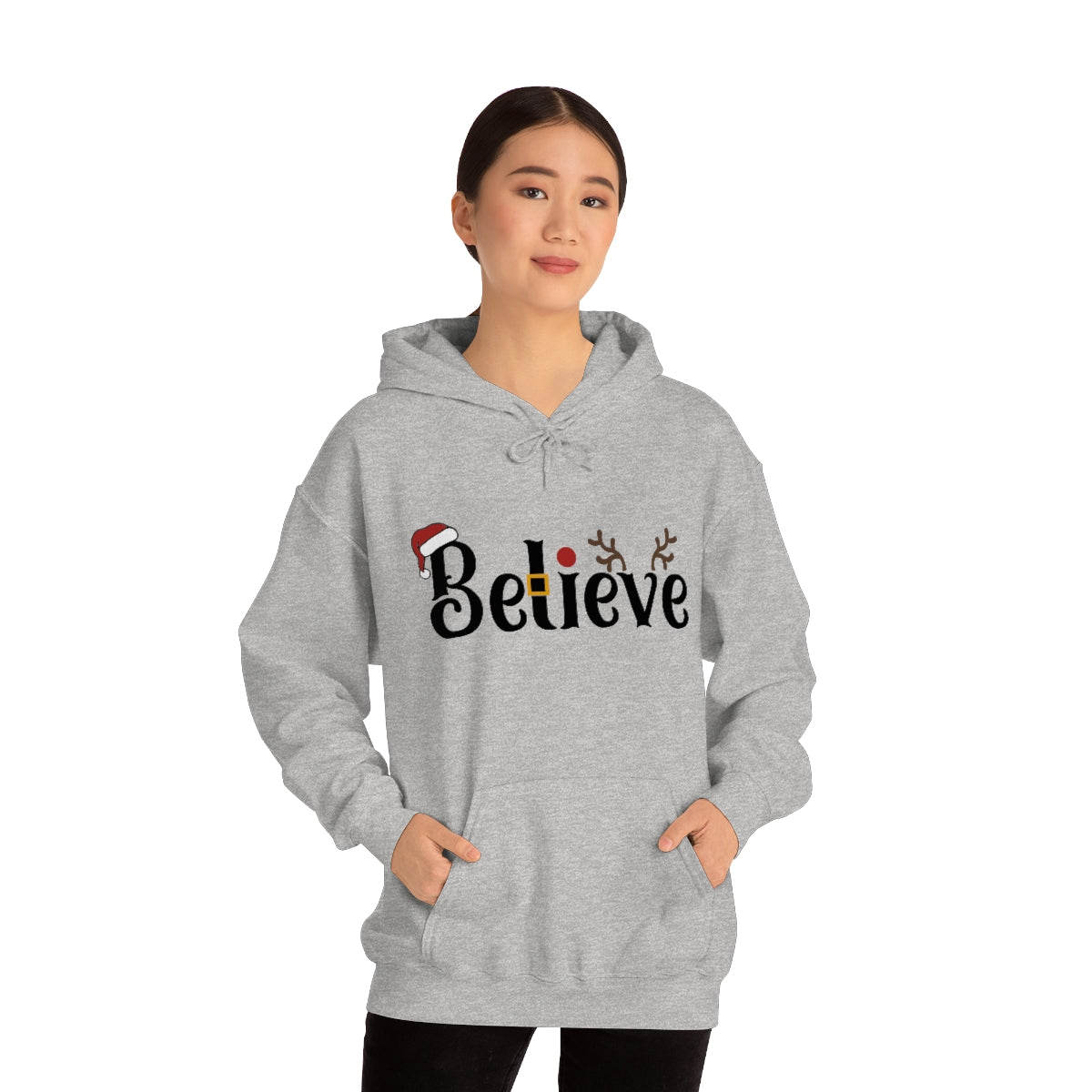 Believe Christmas Hooded Pullover Sweatshirt for Men and Women