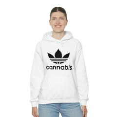 Hooded Pullover Sweatshirt with Cannabis Leaf Logo