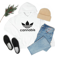 Hooded Pullover Sweatshirt with Cannabis Leaf Logo